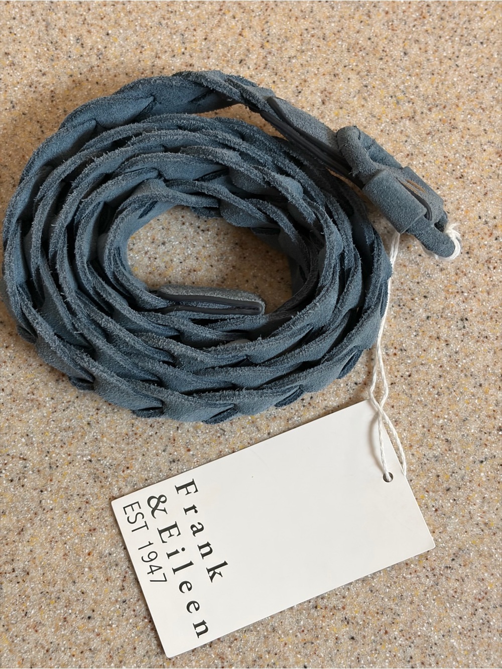 Frank & Eileen Slate Blue Braided Italian Leather  Celtic Buckle Belt Size M/L